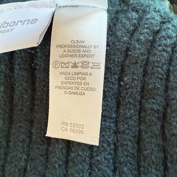 Liz Claiborne Lizsport green leather and wool sleeveless collared zip up vest S - Picture 8 of 8